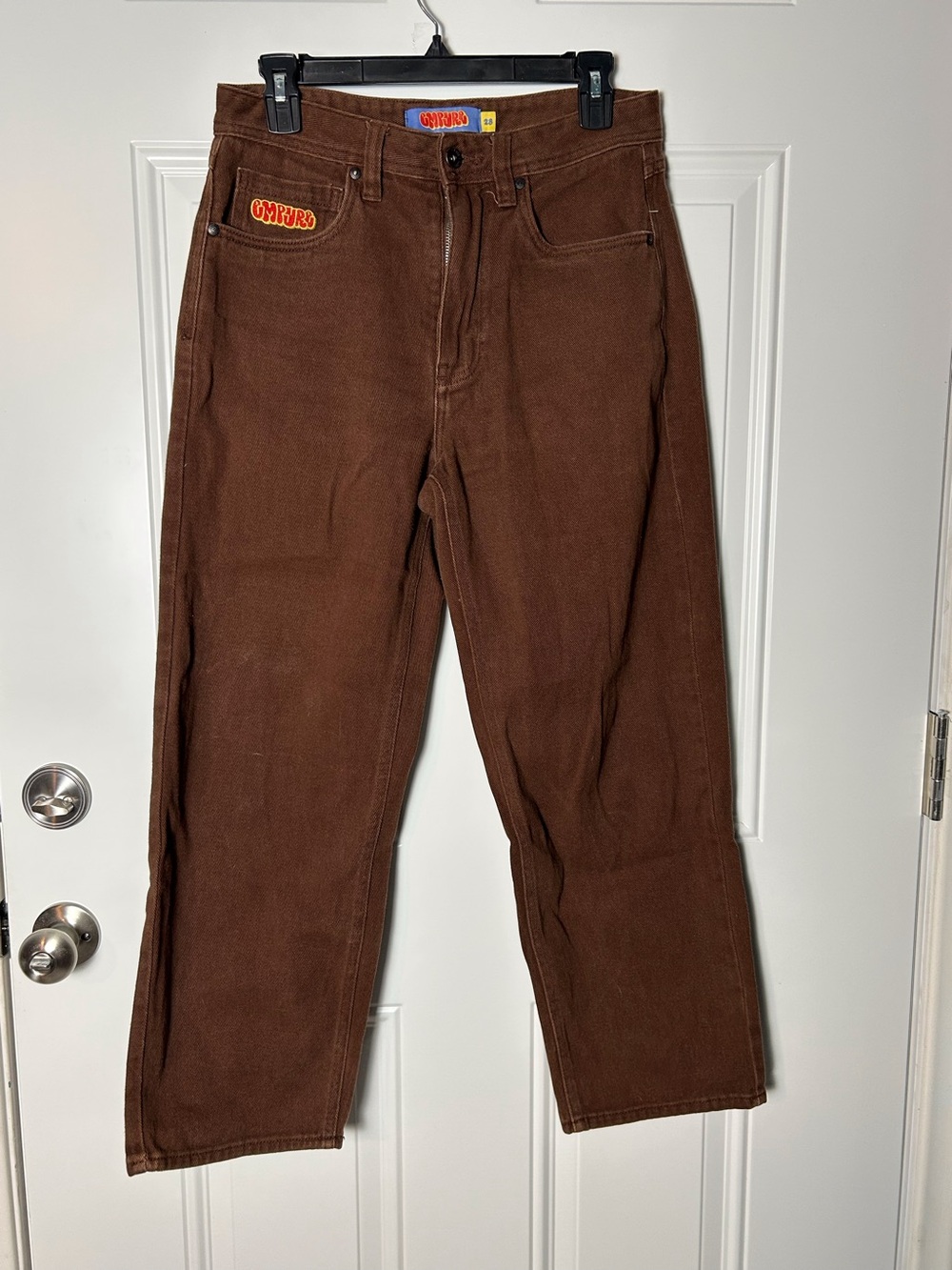 Empyre Men’s 28 Brown 100% Cotton Relaxed Straight-Leg Pants Skater Logo Casual